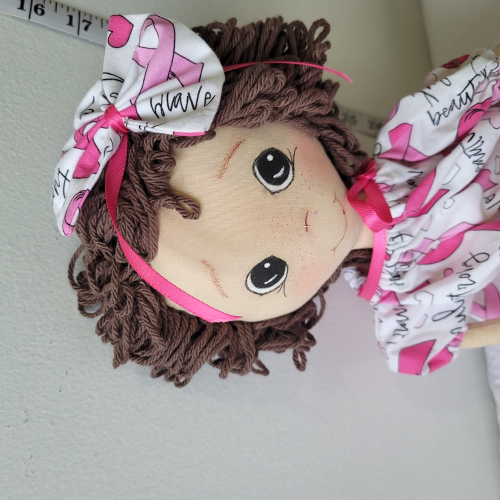 Pink Ribbon Breast Cancer Rag Doll - Picture 4 of 6